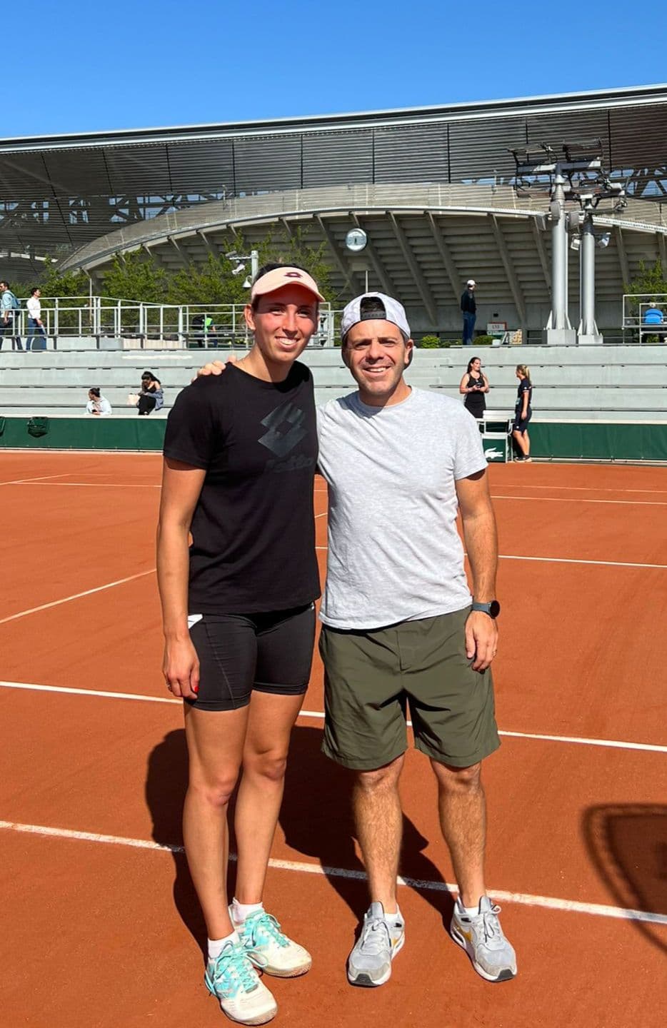 Juan Pablo Pagano con Elise Mertens en Roland Garros